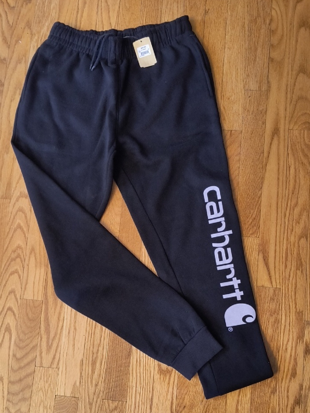 Carhartt Black Jogger Sweatpants with White Side Logo, Men's L -Fits Like Medium